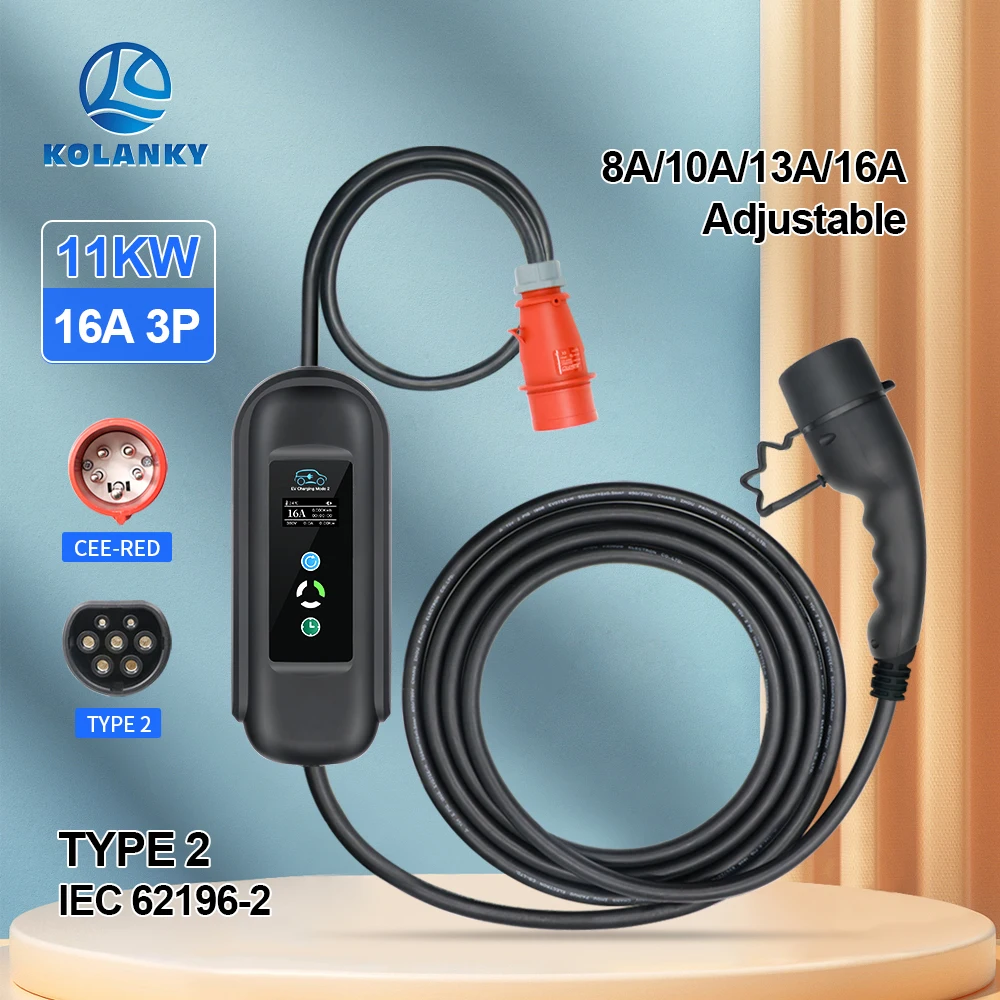 Type 2 Portable Ev Charger 11Kw Cee - Портативное 11 кВт 16A портативное зарядное